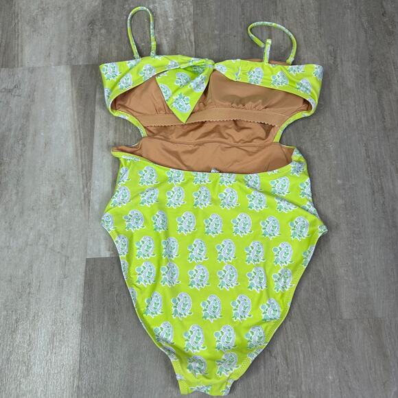 J.Crew SZ Blockprints cutout one-piece swimsuit in green paisley Size 6 #BP262 - Picture 6 of 6